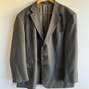 Oscar De La Renta Men’s Wool Suit Coat Blazer Houndstooth Grey 48R Three Button